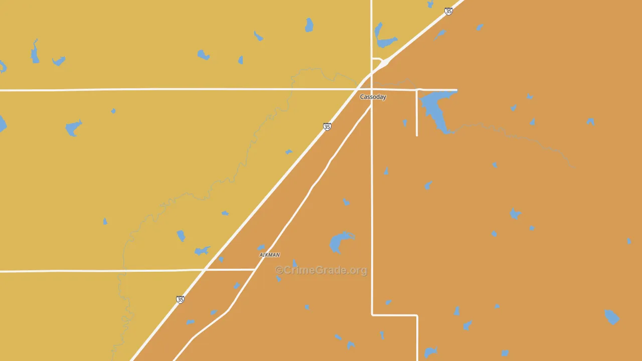 Cassoday, KS Map of Murder Rates