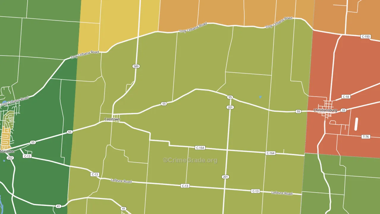 Casstown, OH Map of Murder Rates