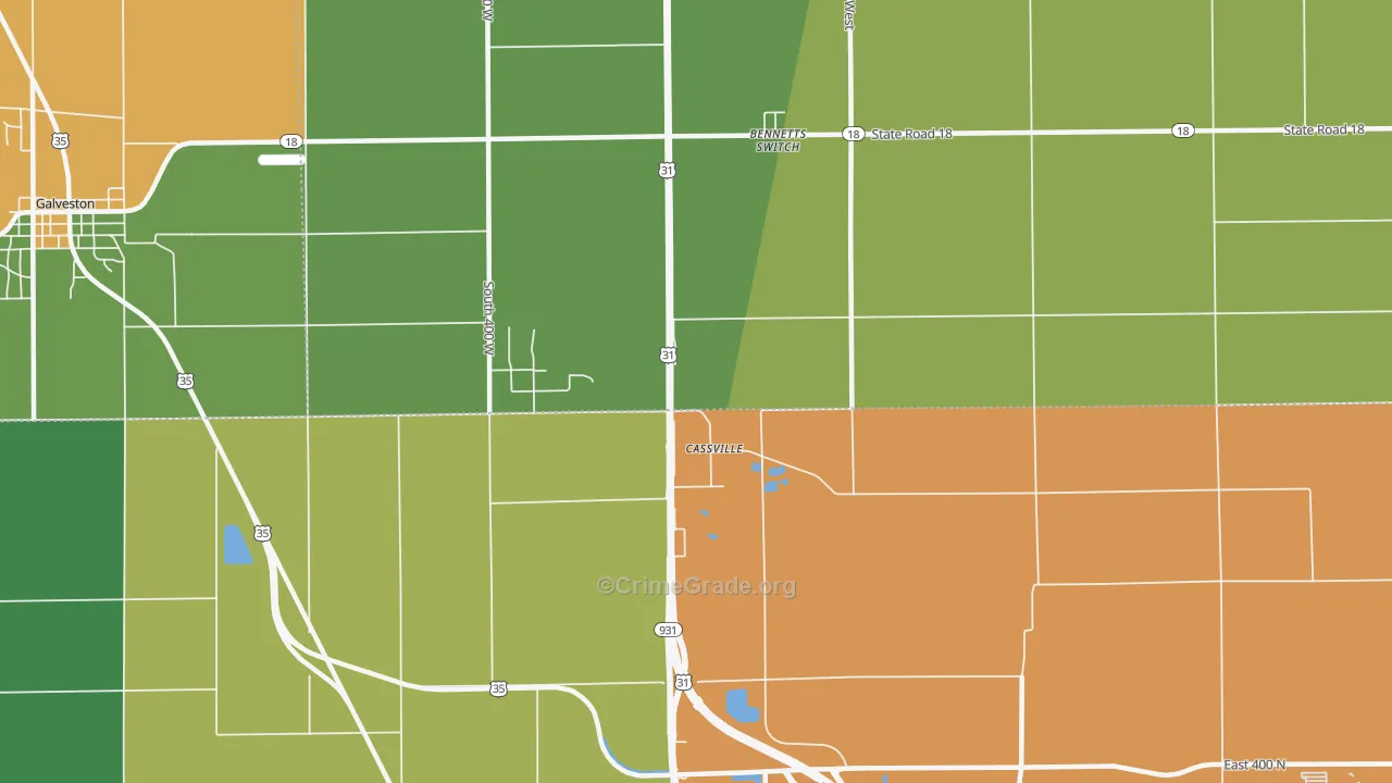 Cassville, IN Map of Murder Rates