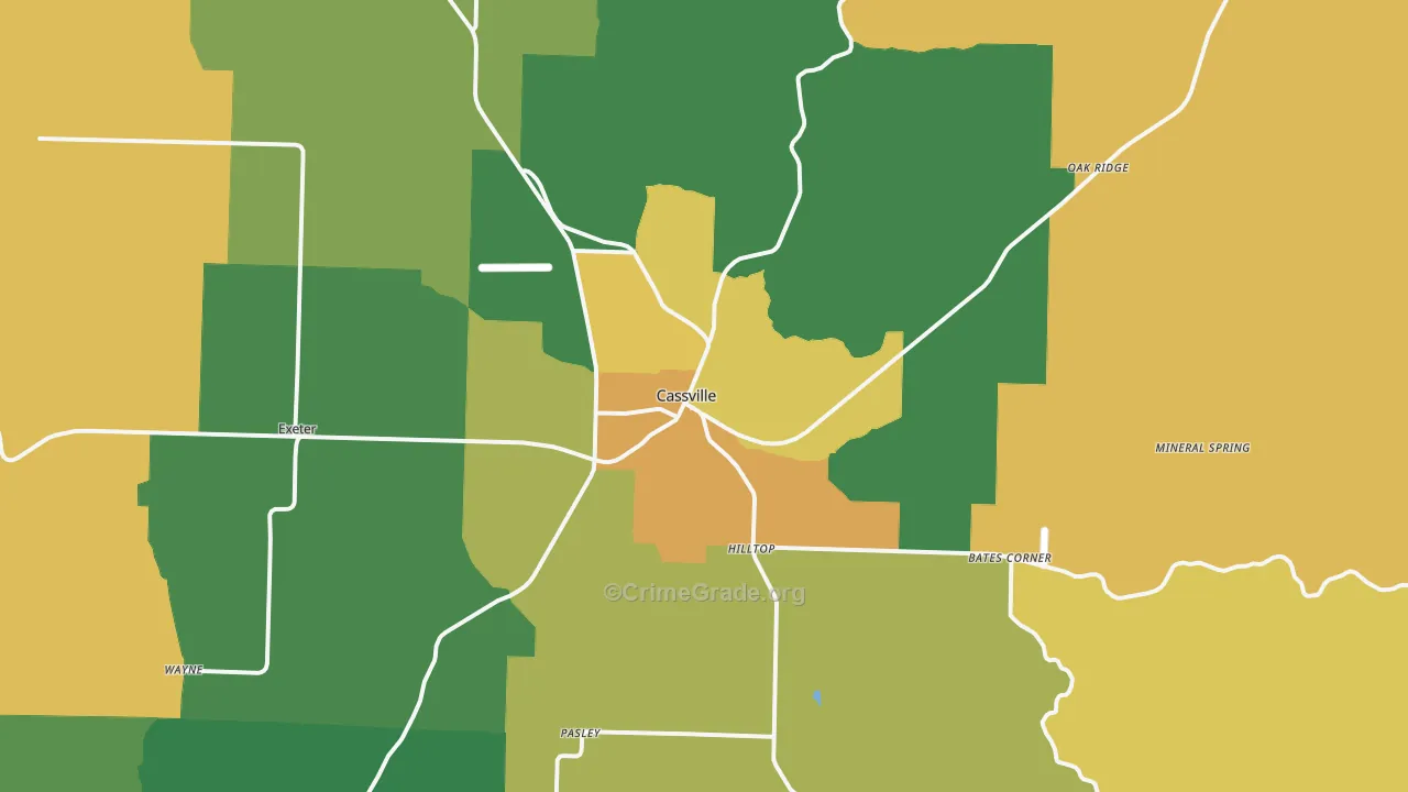 Cassville, MO Map of Murder Rates