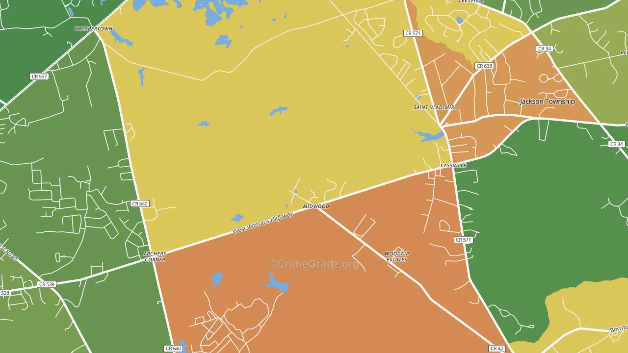 Cassville, NJ Map of Murder Rates