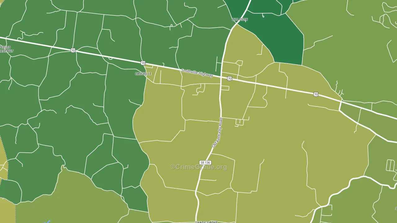 Cassville, TN Map of Murder Rates
