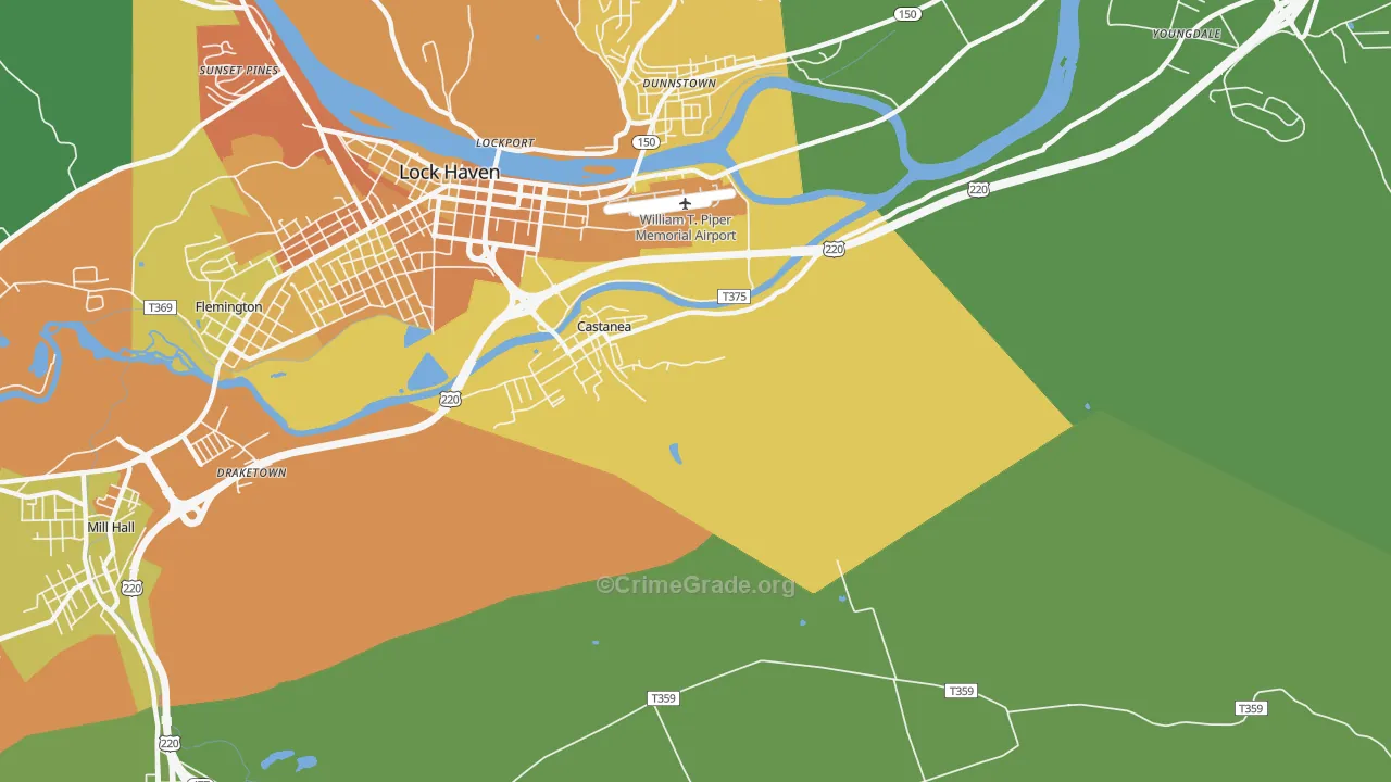 Castanea, PA Map of Murder Rates