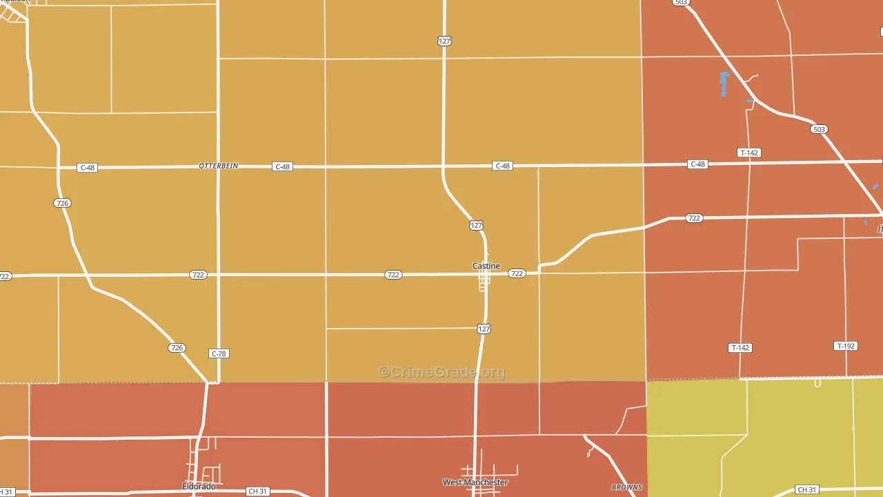 Castine, OH Map of Murder Rates