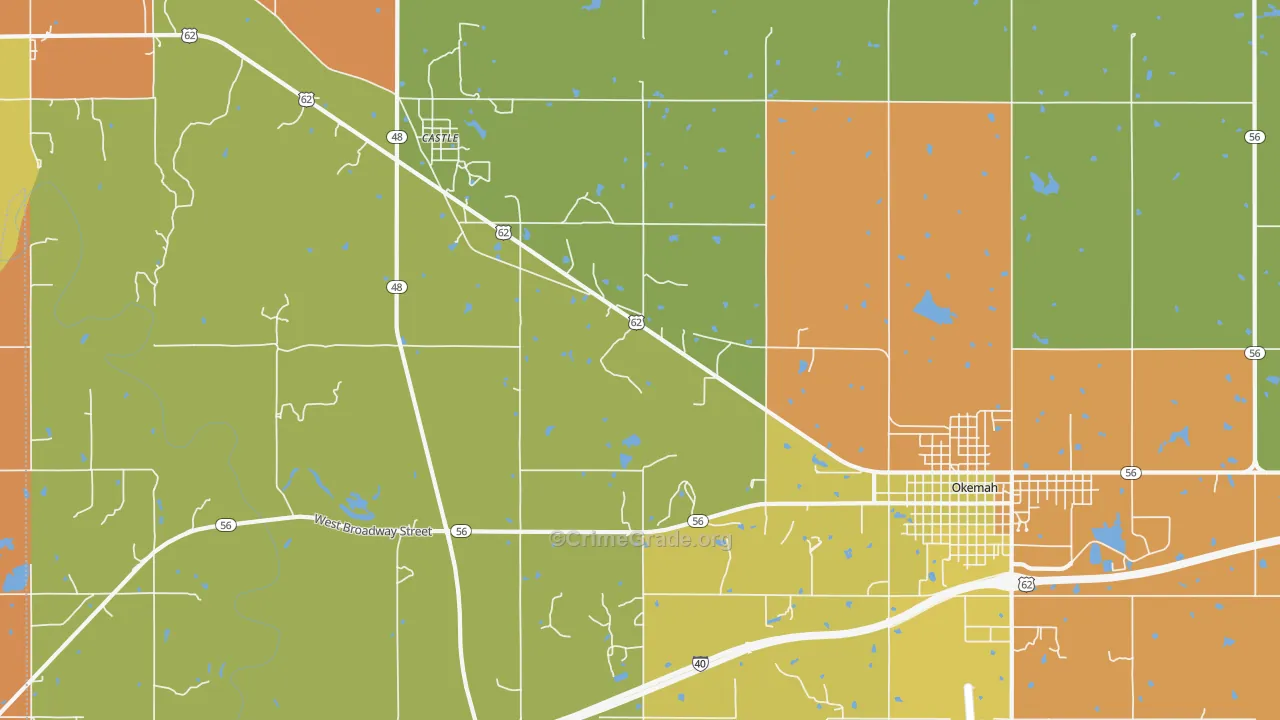 Castle, OK Map of Murder Rates