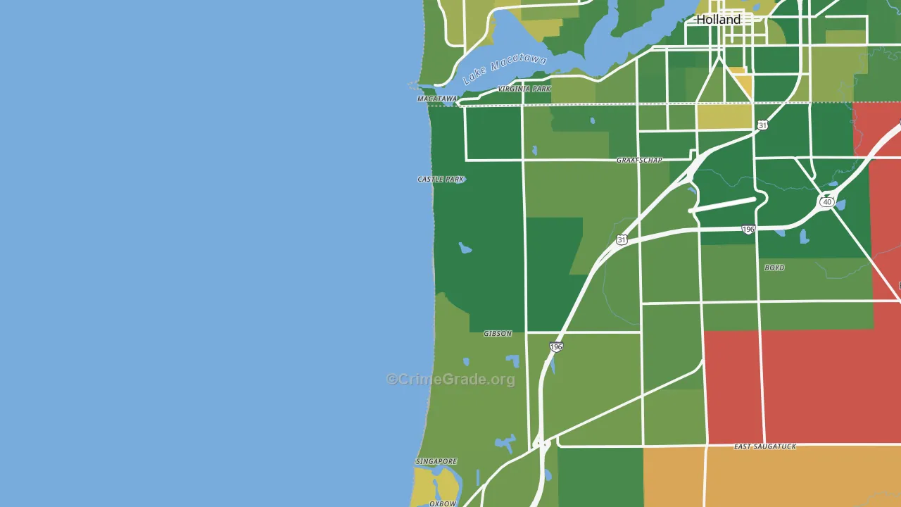 Castle Park, MI Map of Murder Rates