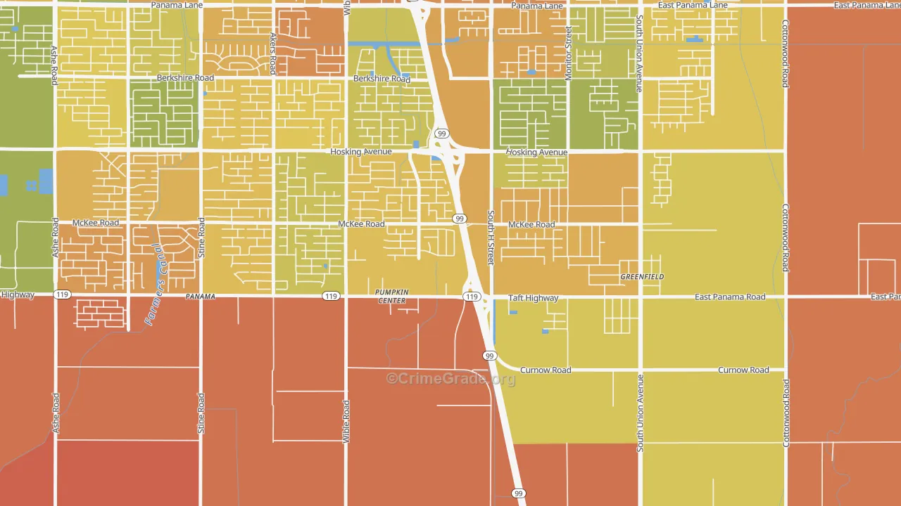 Castle Ranch, Bakersfield, CA Map of Murder Rates