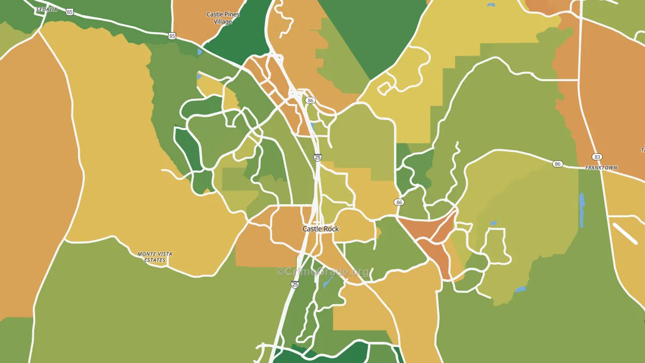 Castle Rock, CO Map of Murder Rates
