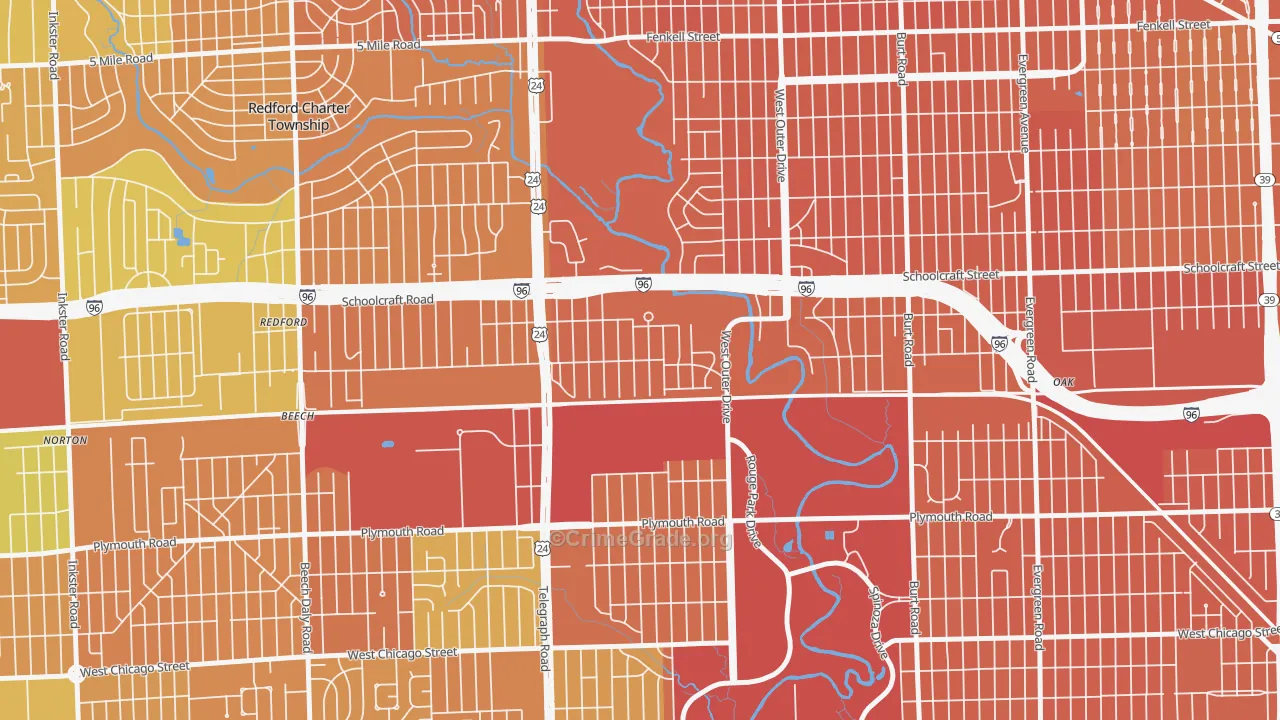 Castle Rouge, Detroit, MI Map of Murder Rates