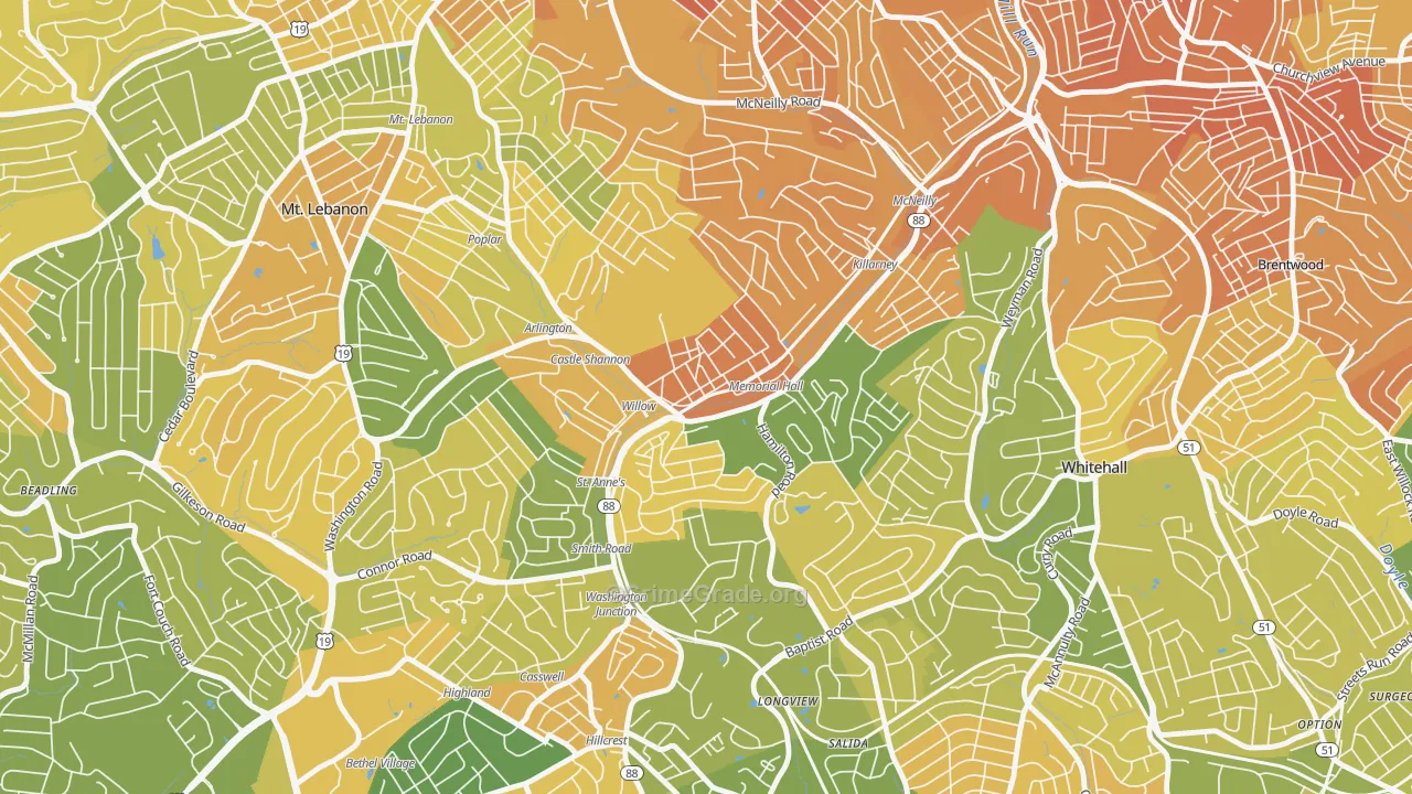 Castle Shannon, PA Map of Murder Rates