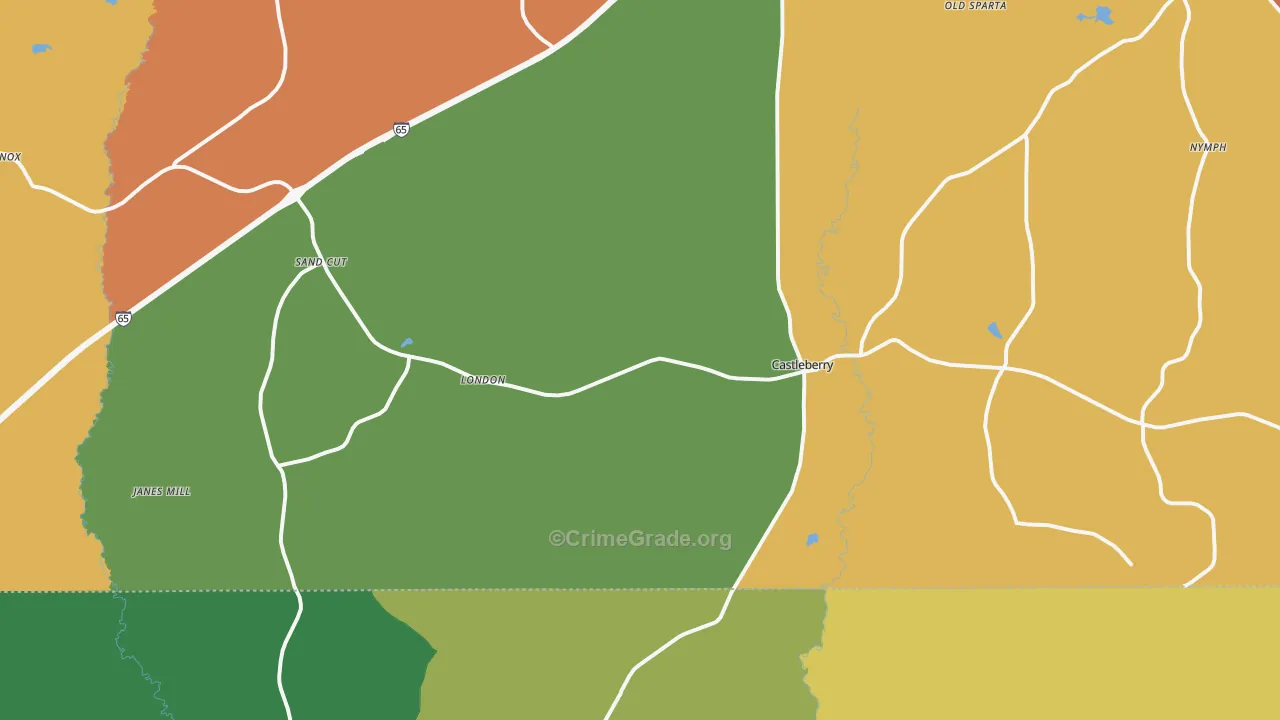 Castleberry, AL Map of Murder Rates