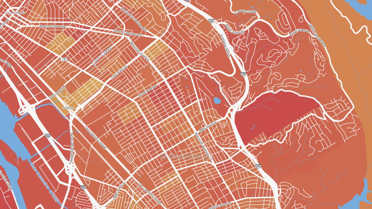 Castlemont, Oakland, CA Map of Murder Rates