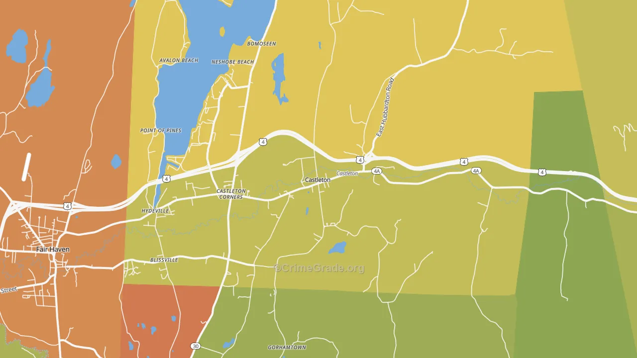 Castleton, VT Map of Murder Rates