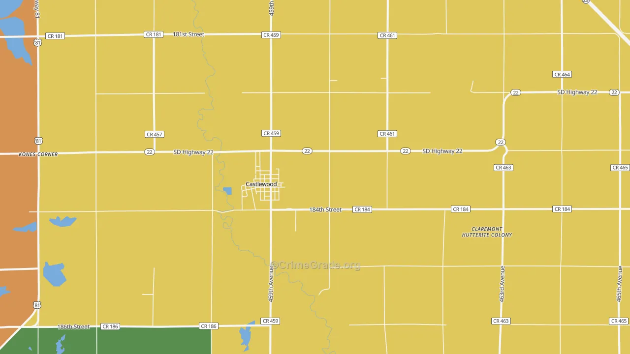 Castlewood, SD Map of Murder Rates
