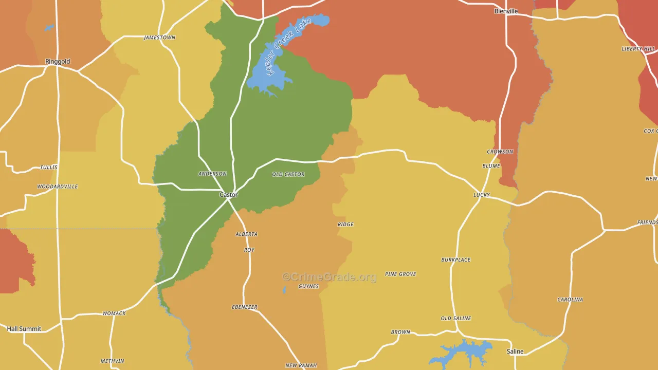 Castor, LA Map of Murder Rates