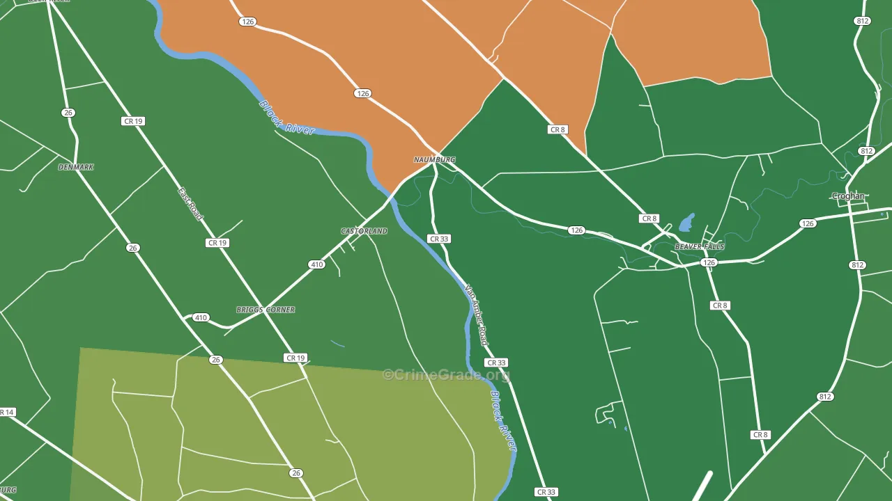 Castorland, NY Map of Murder Rates