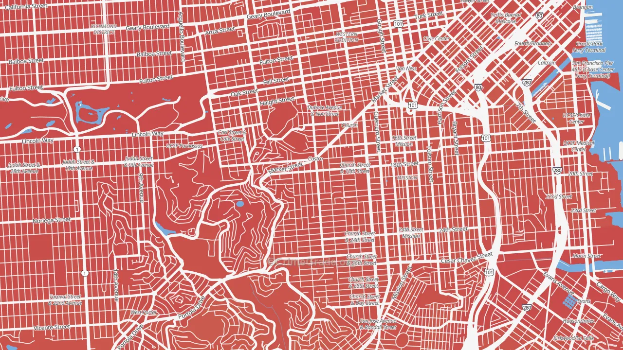 Castro-Upper Market, San Francisco, CA Map of Murder Rates