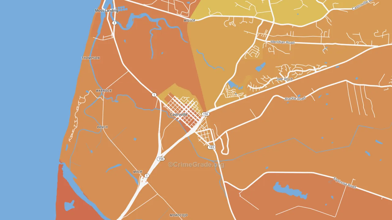 Castroville, CA Map of Murder Rates