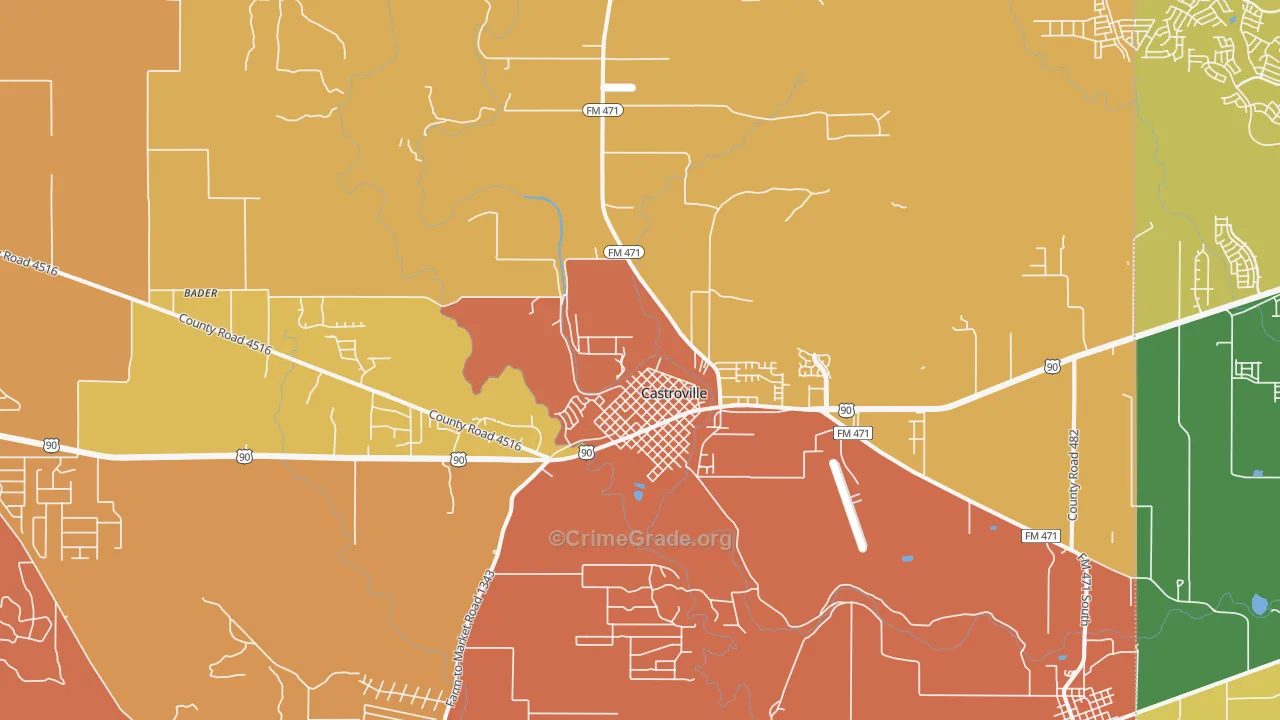 Castroville, TX Map of Murder Rates