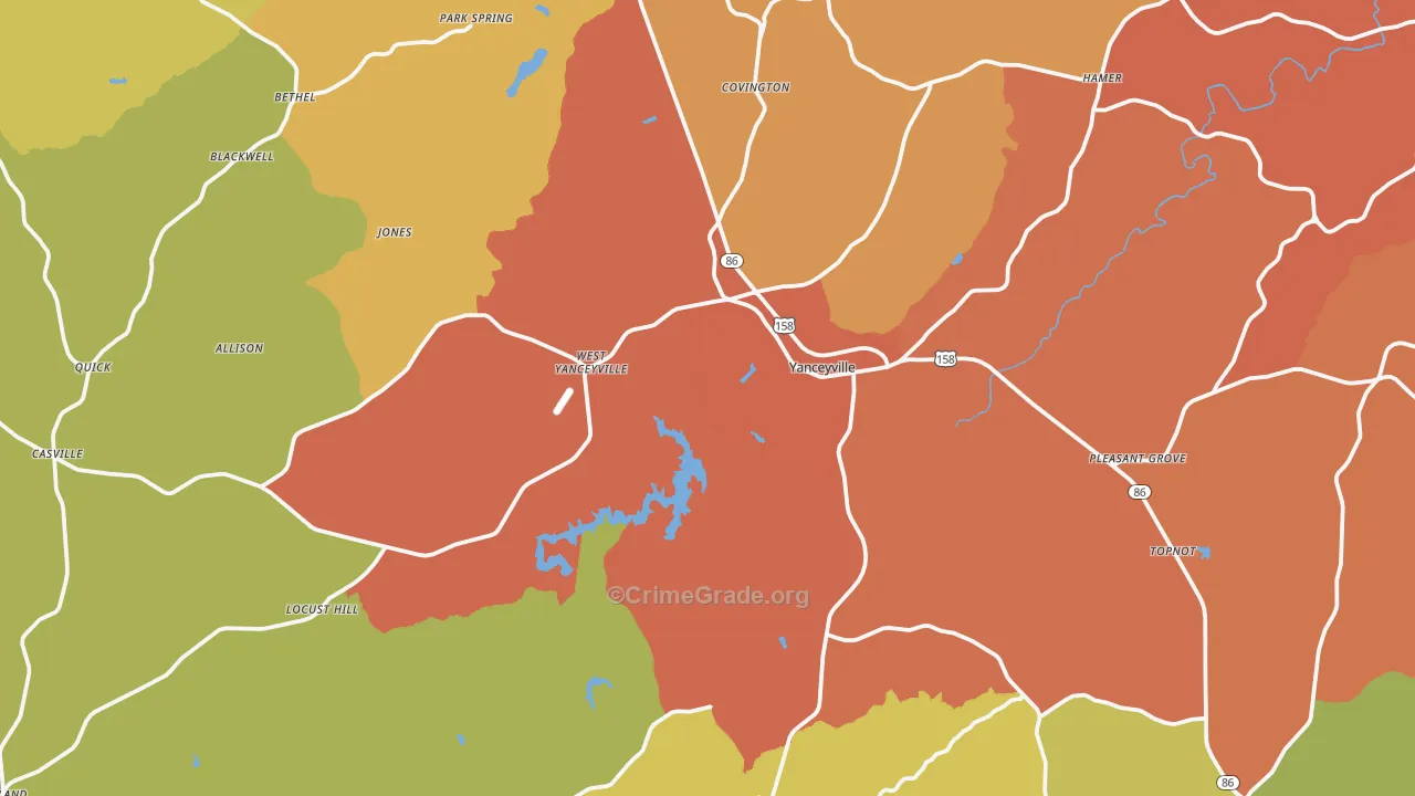Caswell County, NC Map of Murder Rates