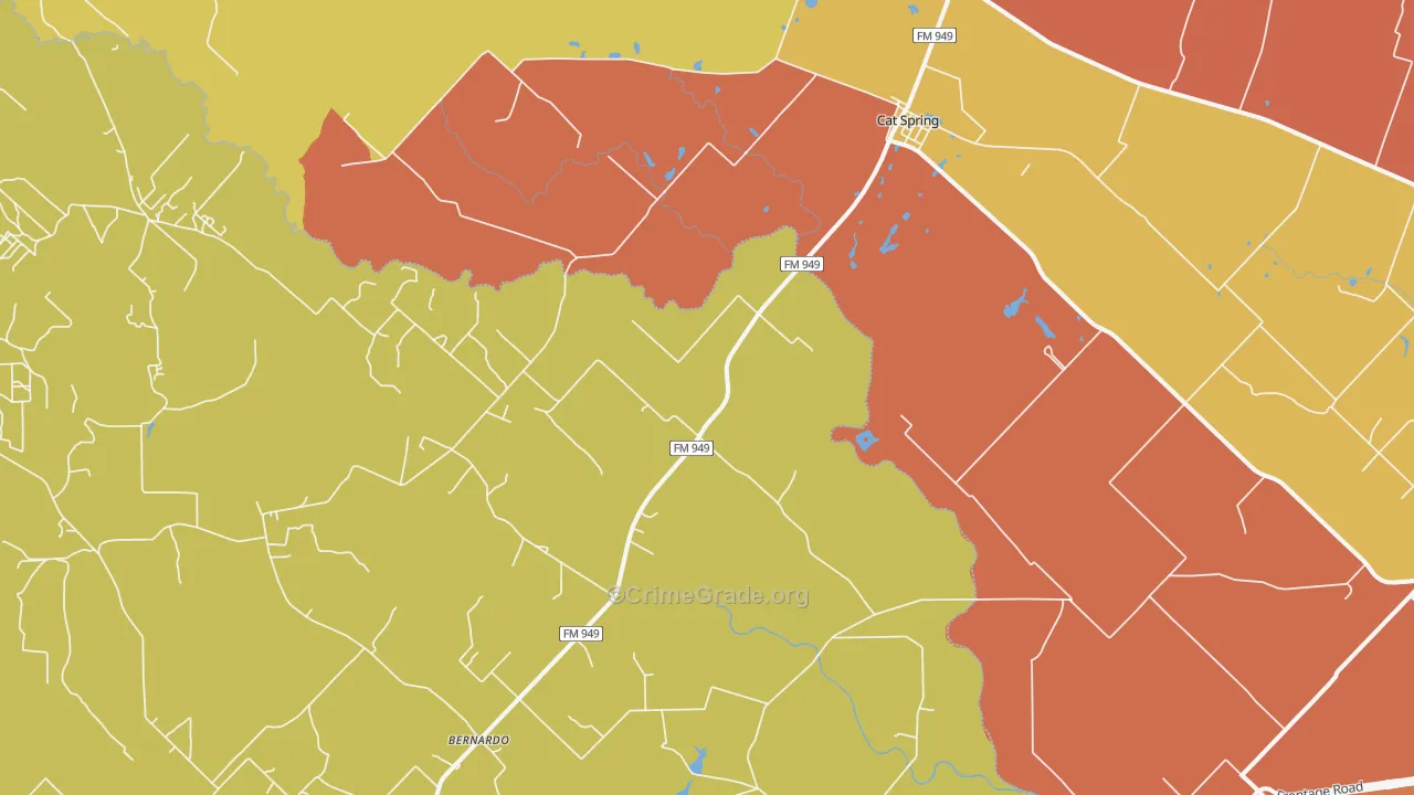 Cat Spring, TX Map of Murder Rates
