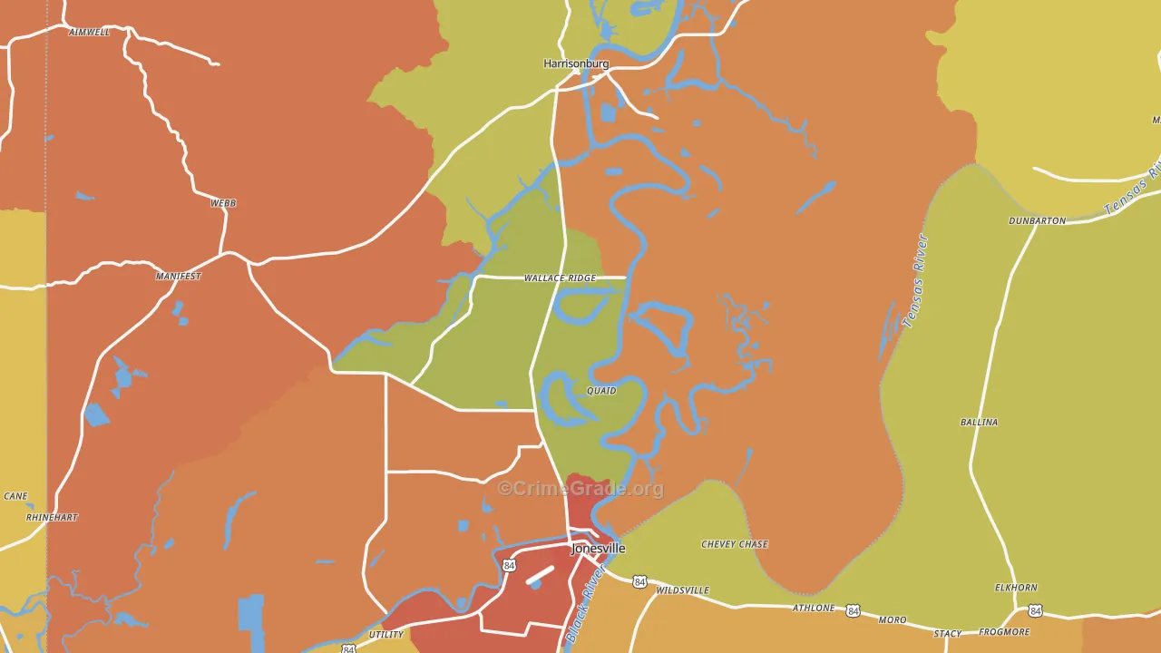 Catahoula Parish, LA Map of Murder Rates