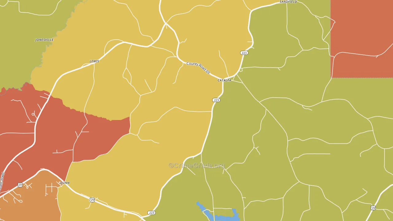 Catalpa, AL Map of Murder Rates