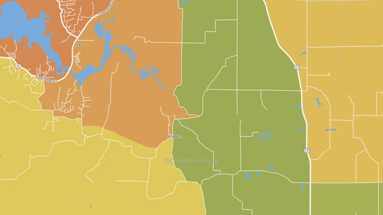 Cataract, IN Map of Murder Rates