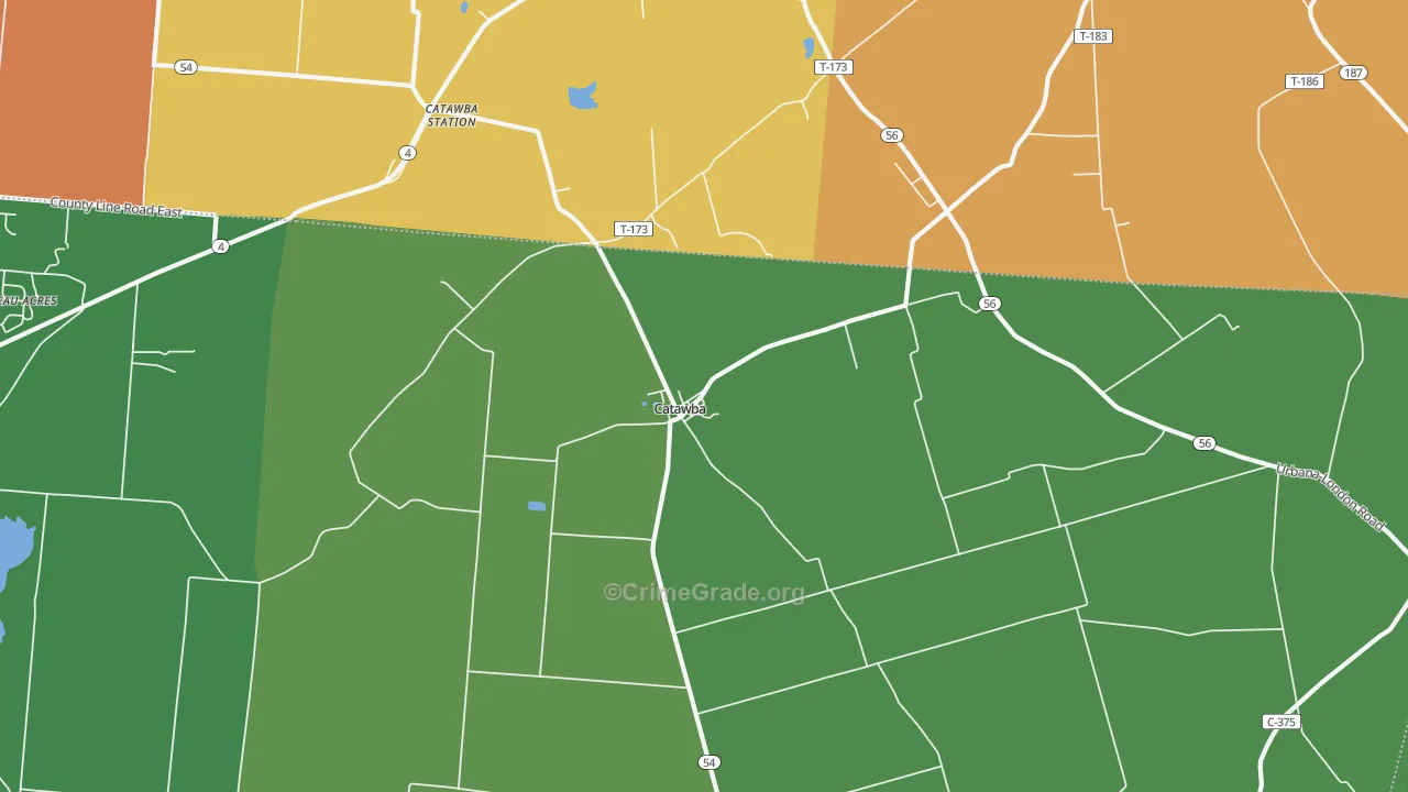 Catawba, OH Map of Murder Rates