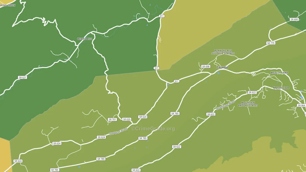 Catawba, VA Map of Murder Rates