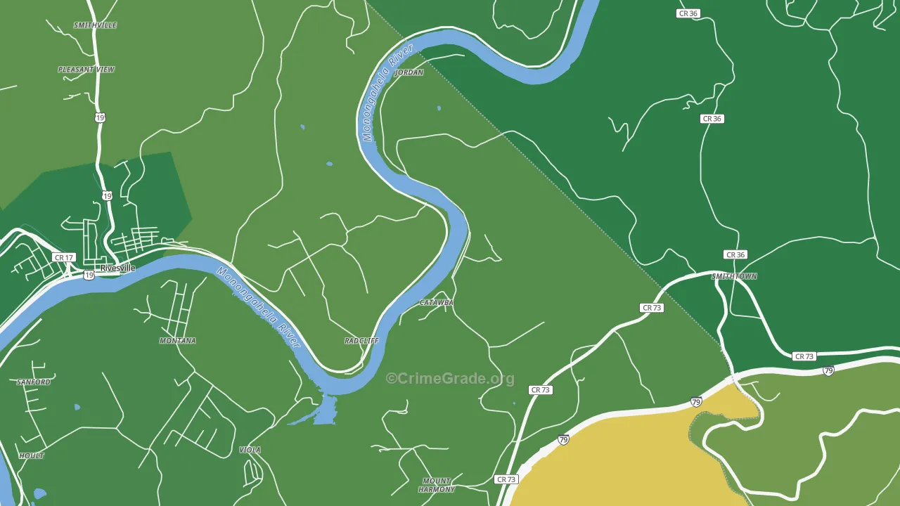 Catawba, WV Map of Murder Rates