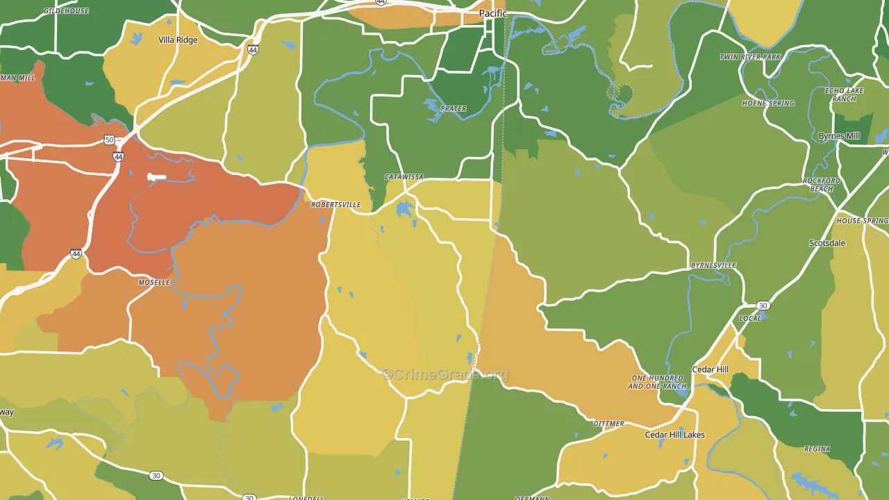 Catawissa, MO Map of Murder Rates