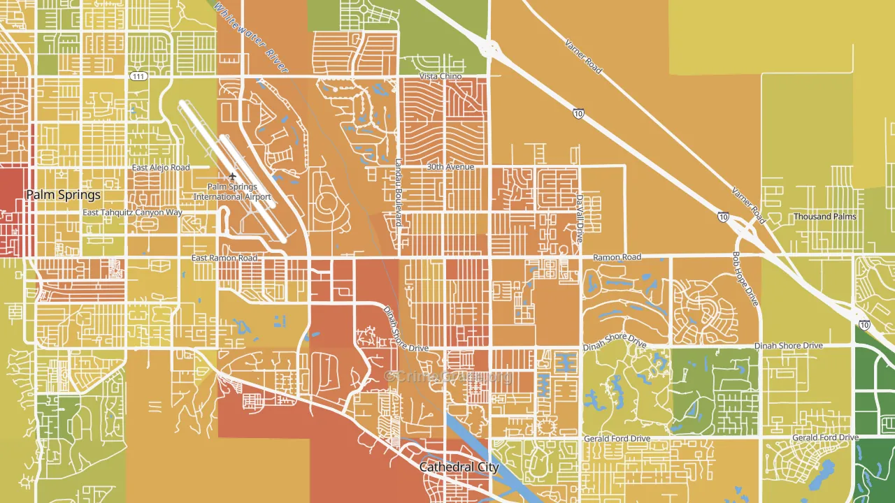 Cathedral City, CA Map of Murder Rates