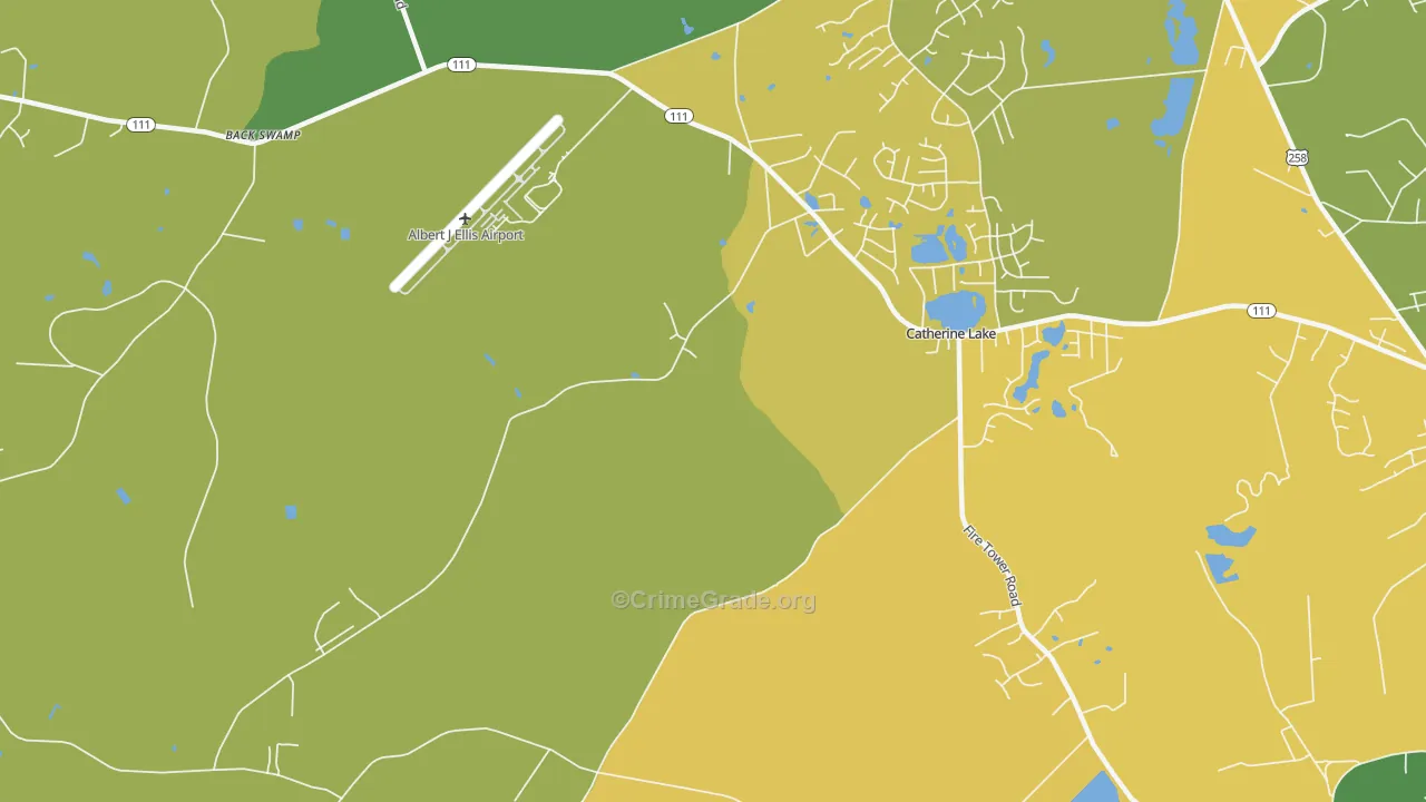 Catherine Lake, NC Map of Murder Rates