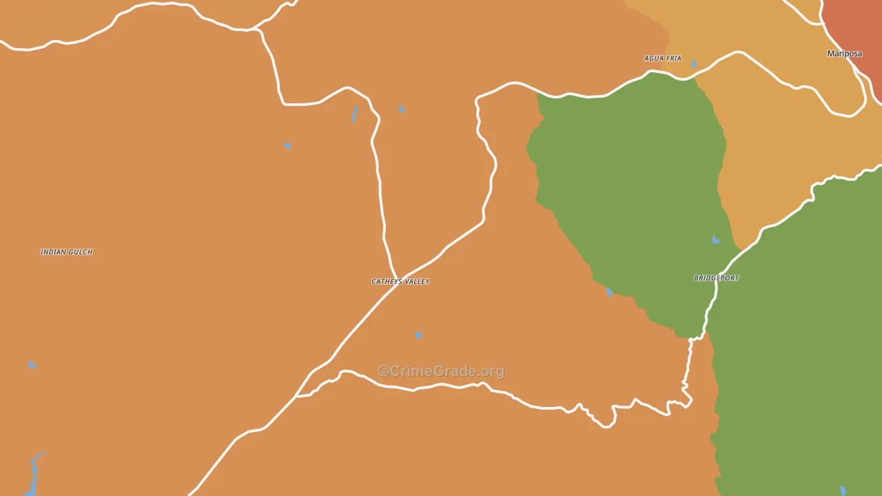 Catheys Valley, CA Map of Murder Rates