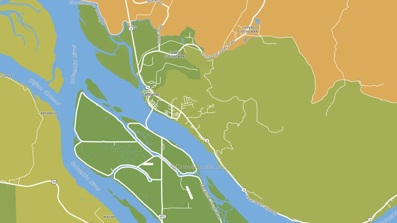 Cathlamet, WA Map of Murder Rates
