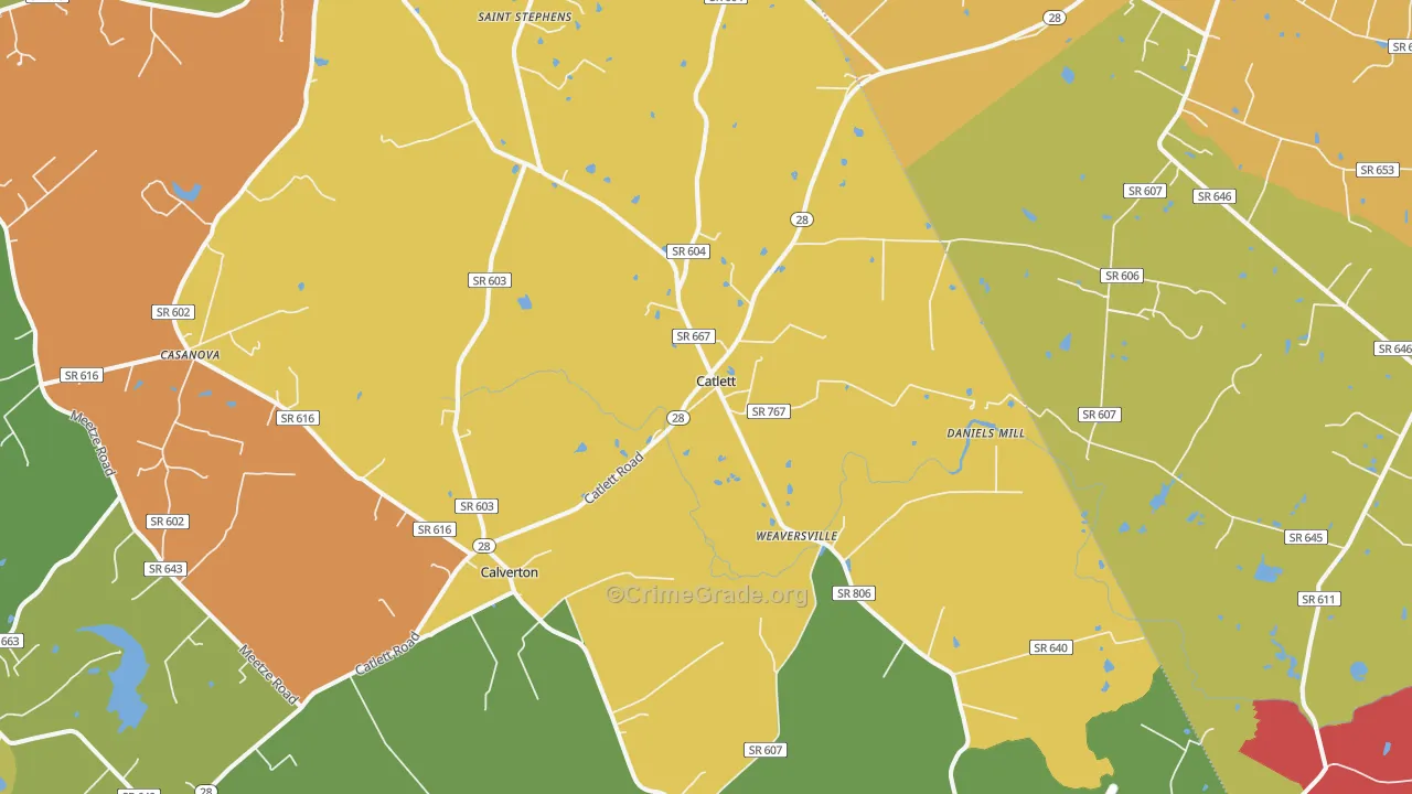Catlett, VA Map of Murder Rates