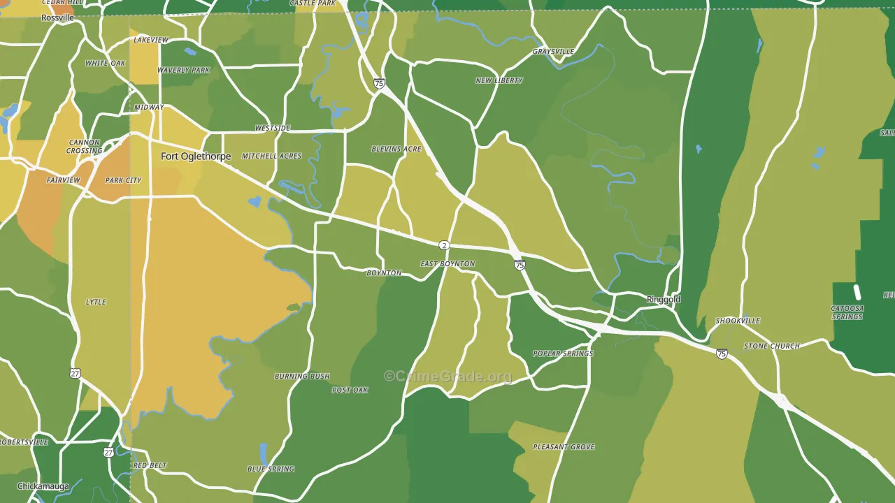Catoosa County, GA Map of Murder Rates