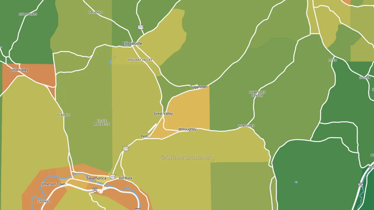 Cattaraugus County, NY Map of Murder Rates