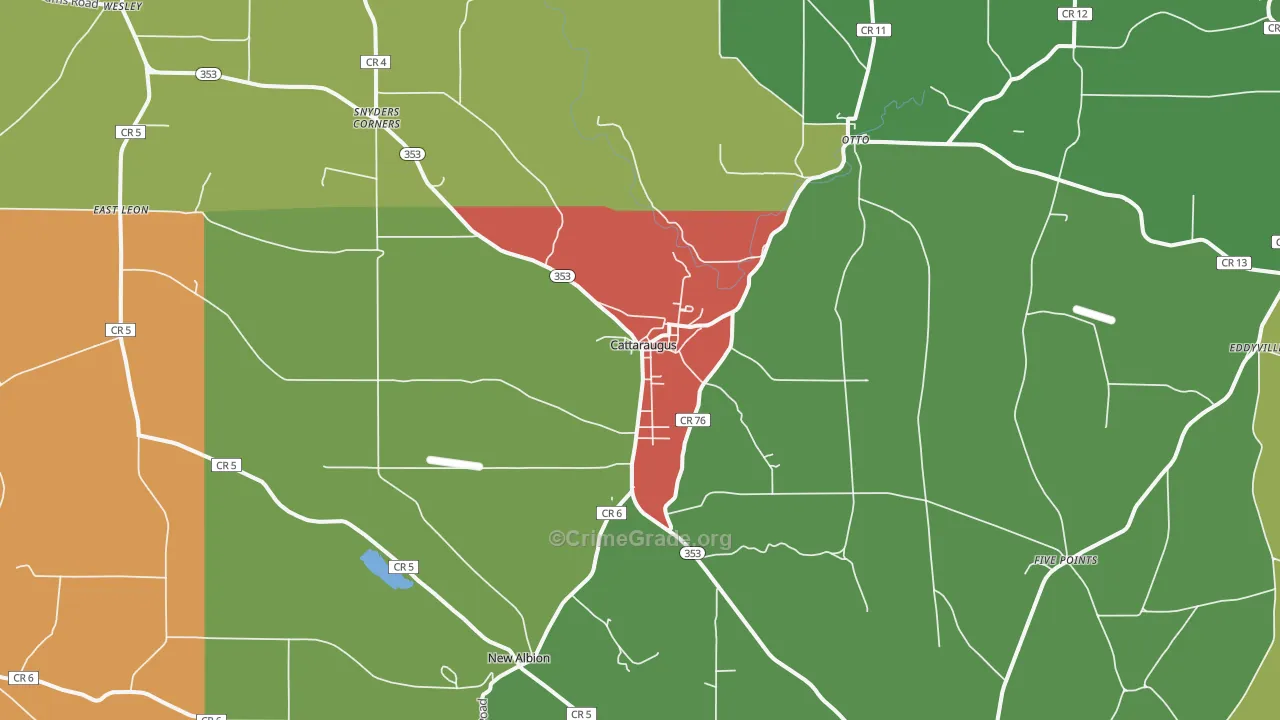 Cattaraugus, NY Map of Murder Rates