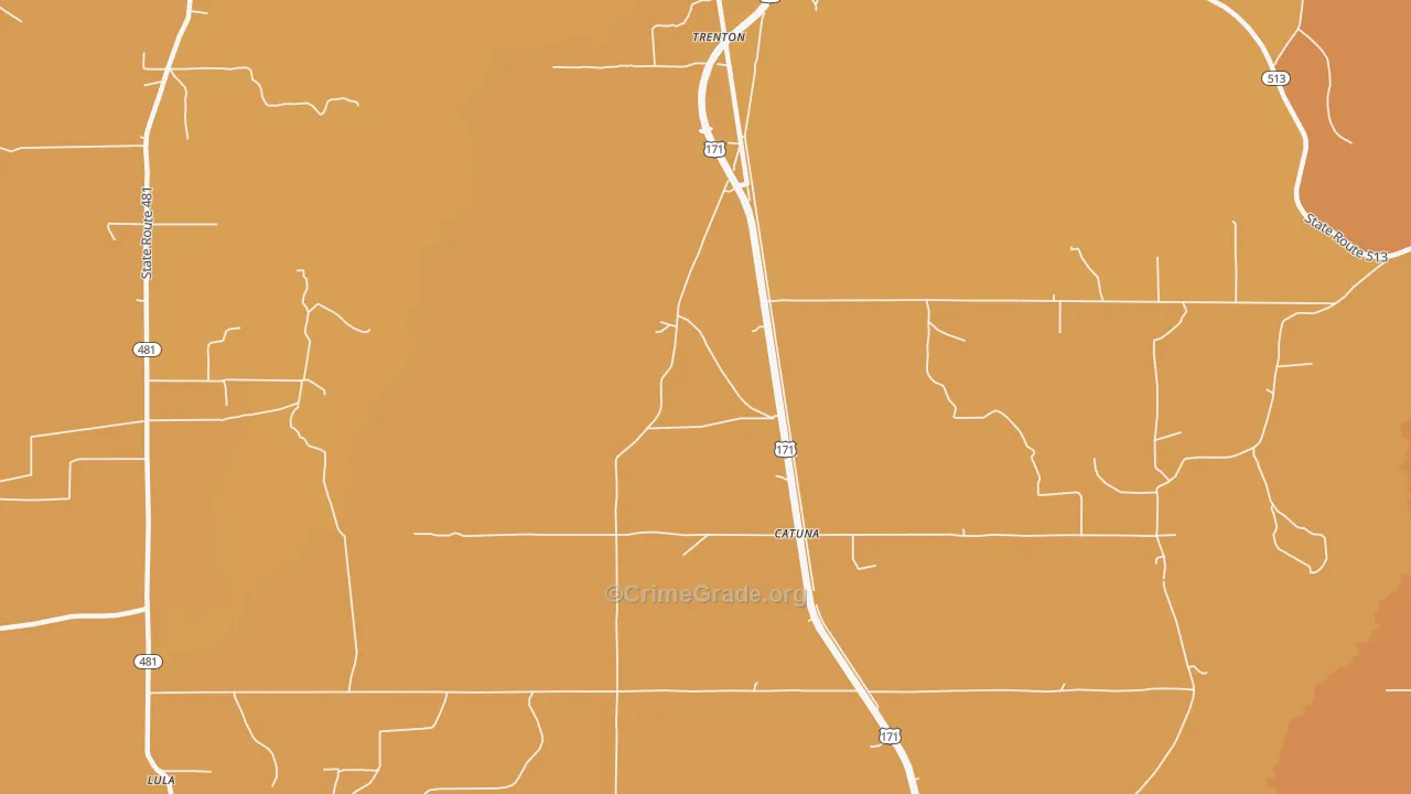 Catuna, LA Map of Murder Rates