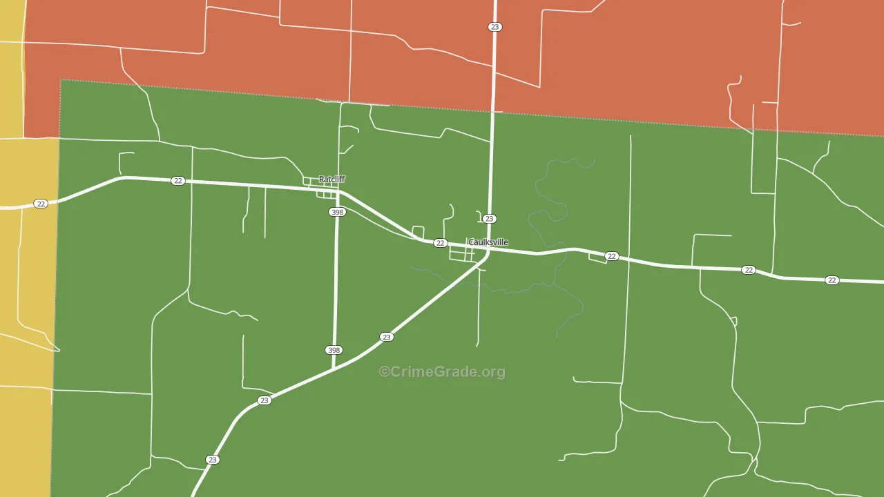 Caulksville, AR Map of Murder Rates