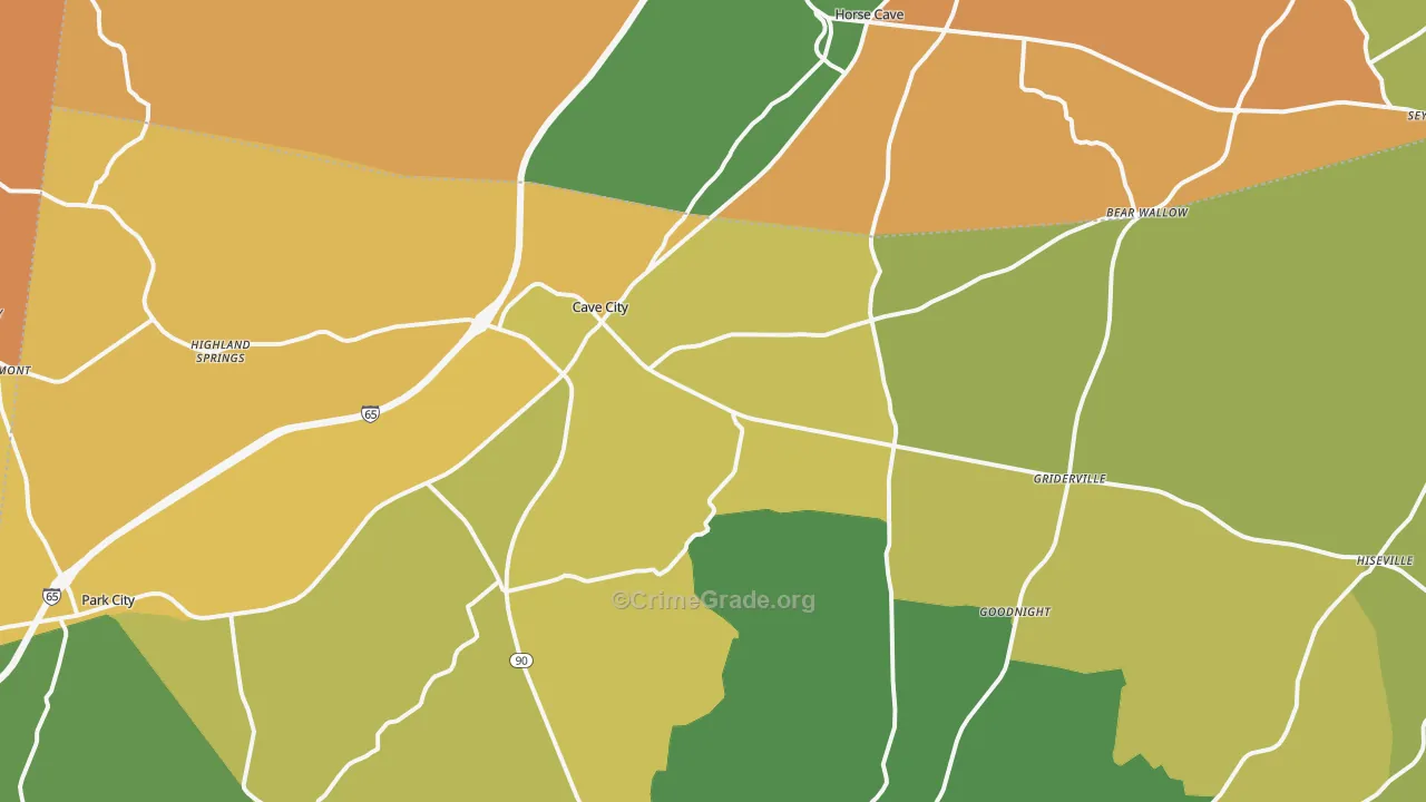 Cave City, KY Map of Murder Rates