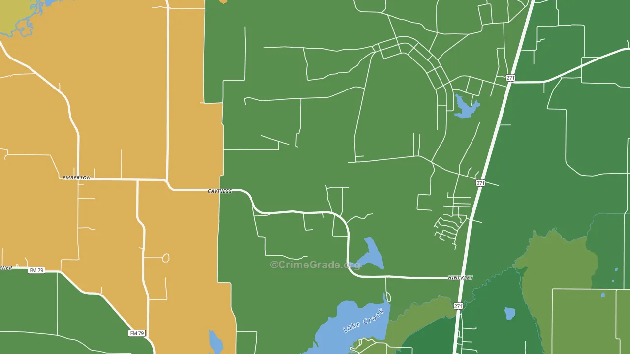 Cavines, TX Map of Murder Rates