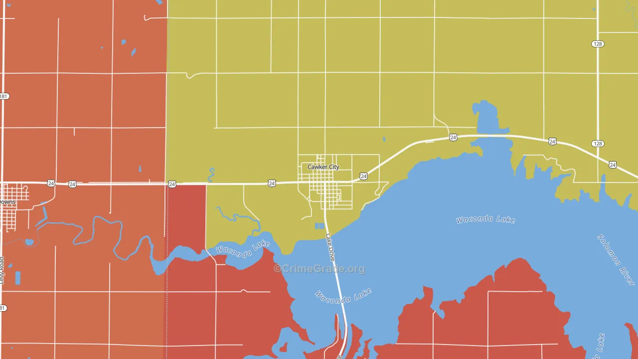 Cawker City, KS Map of Murder Rates
