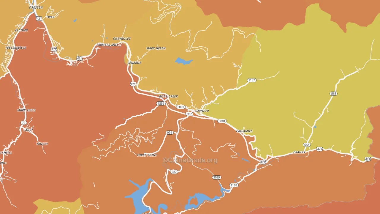 Cawood, KY Map of Murder Rates