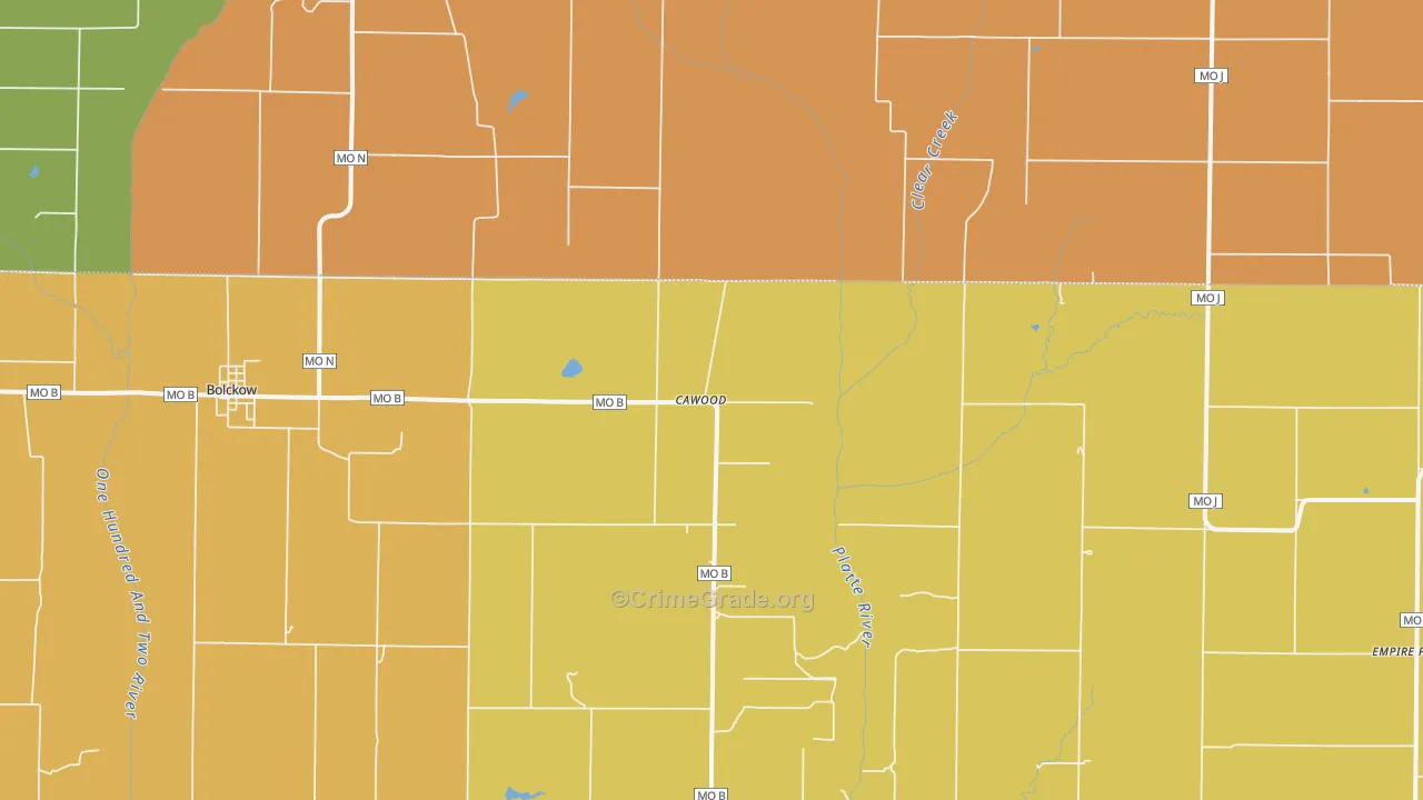 Cawood, MO Map of Murder Rates