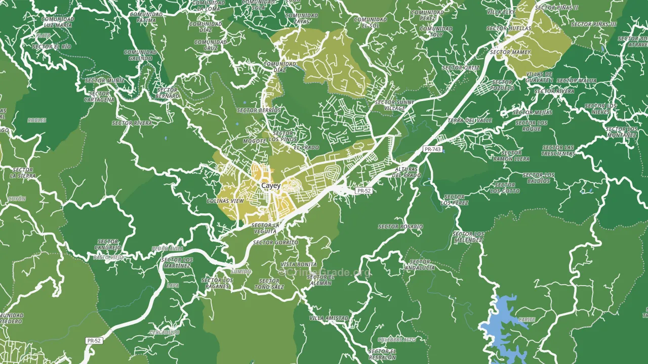 Cayey, PR Map of Murder Rates