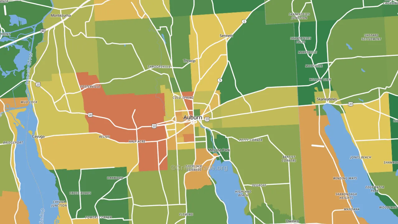 Cayuga County, NY Map of Murder Rates