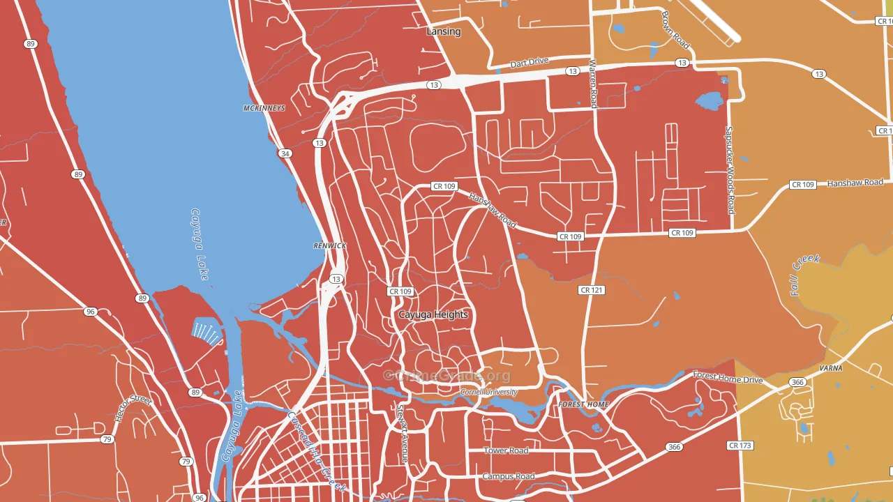 Cayuga Heights, NY Map of Murder Rates